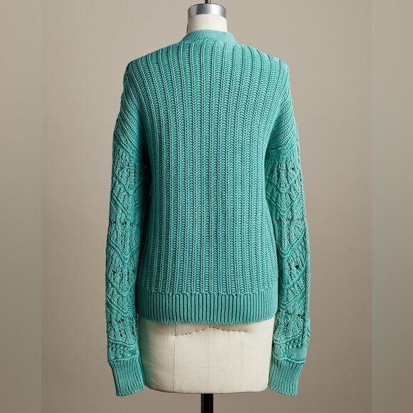 Sundance Catalog Aveline Cardigan Sea Green Knit Women's Sweater M $228 - Picture 2 of 3